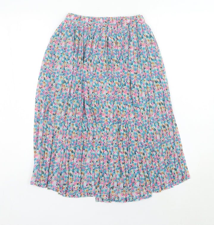 Next Girls Multicoloured Floral Pleated Skirt 9 Years Knee Length Polyester