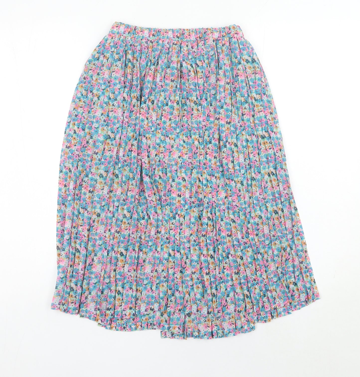 Next Girls Multicoloured Floral Pleated Skirt 9 Years Knee Length Polyester