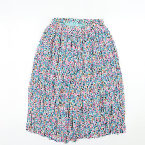 Next Girls Multicoloured Floral Pleated Skirt 9 Years Knee Length Polyester