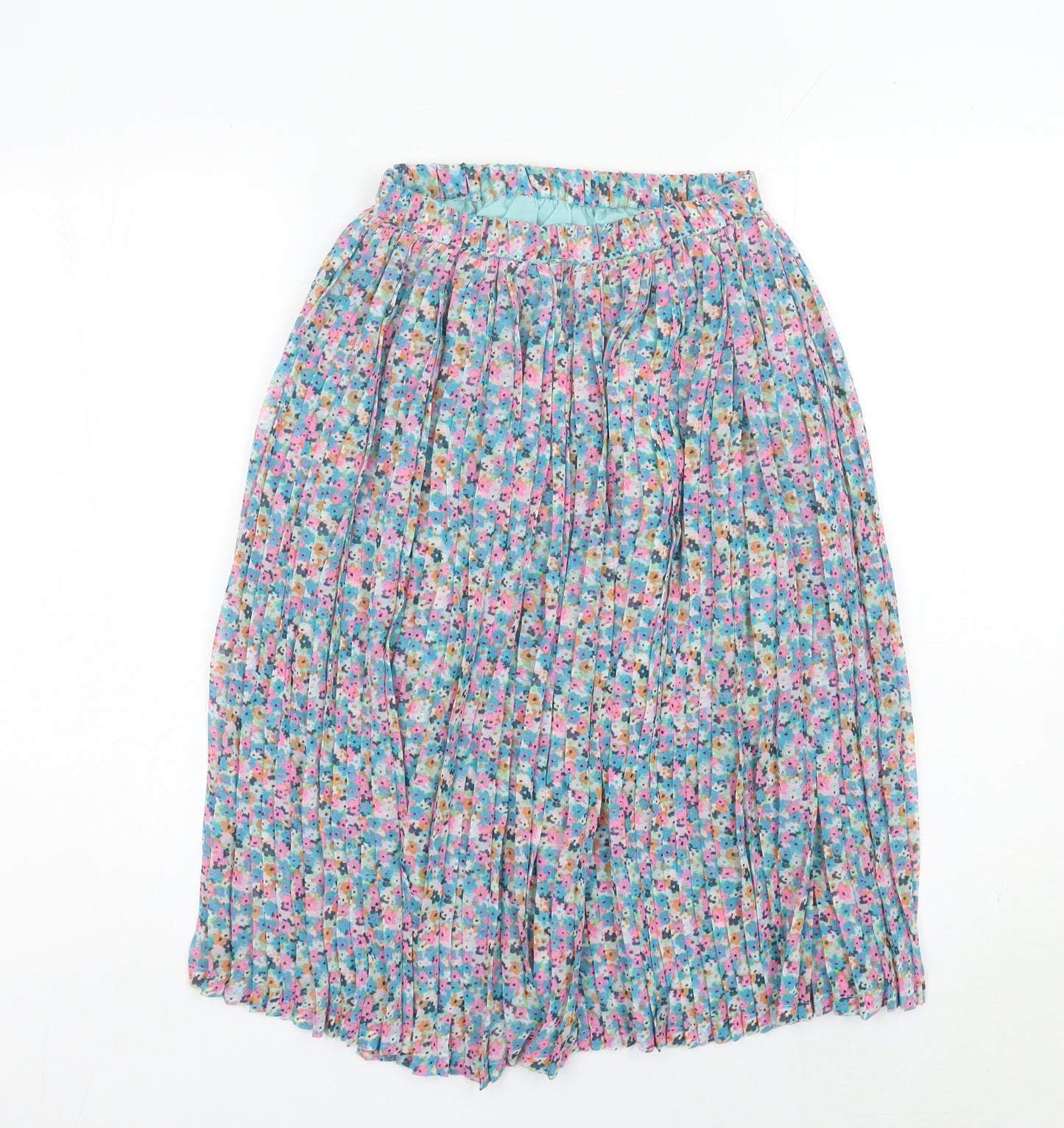Next Girls Multicoloured Floral Pleated Skirt 9 Years Knee Length Polyester