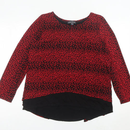 Saloos Women Red Animal Print Long Sleeve Tunic Blouse UK 14