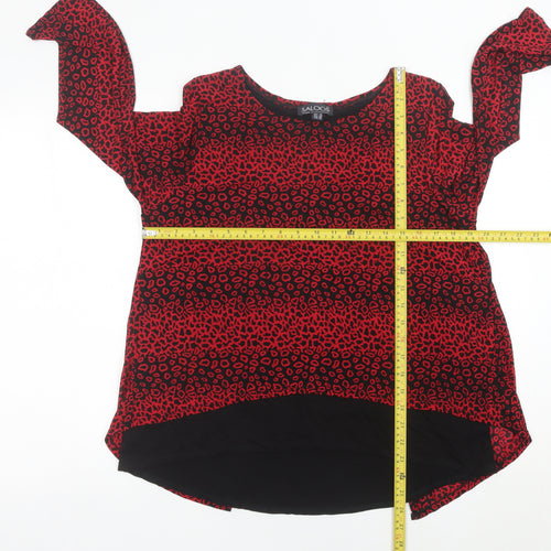 Saloos Women Red Animal Print Long Sleeve Tunic Blouse UK 14
