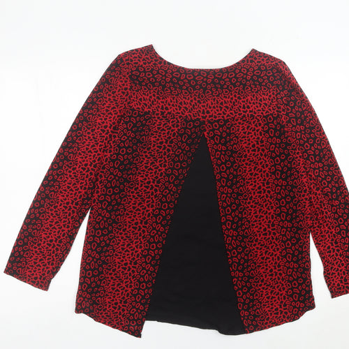Saloos Women Red Animal Print Long Sleeve Tunic Blouse UK 14