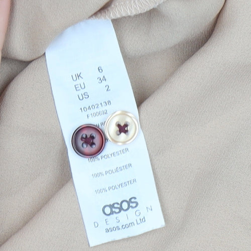 ASOS DESIGN Women’s Colourblock Beige Red Button-Up Shirt UK 6