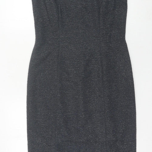 Joanna Hope Women’s Grey Sheath Dress Size 12 Beaded Neckline Party