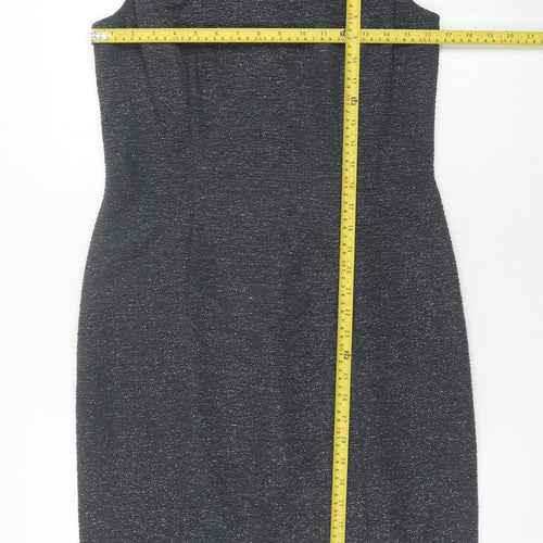 Joanna Hope Women’s Grey Sheath Dress Size 12 Beaded Neckline Party