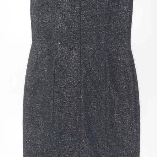 Joanna Hope Women’s Grey Sheath Dress Size 12 Beaded Neckline Party