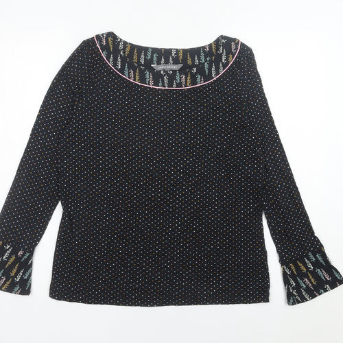 Laura Ashley Womens Black Polka Dot Blouse UK 10 Long Sleeve Tunic