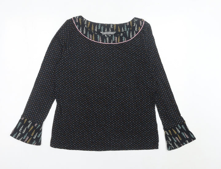Laura Ashley Womens Black Polka Dot Blouse UK 10 Long Sleeve Tunic