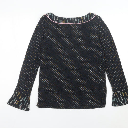 Laura Ashley Womens Black Polka Dot Blouse UK 10 Long Sleeve Tunic