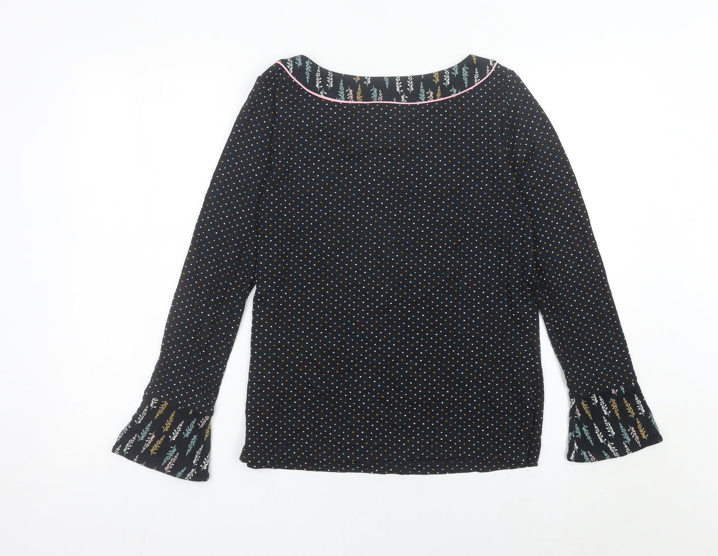 Laura Ashley Womens Black Polka Dot Blouse UK 10 Long Sleeve Tunic