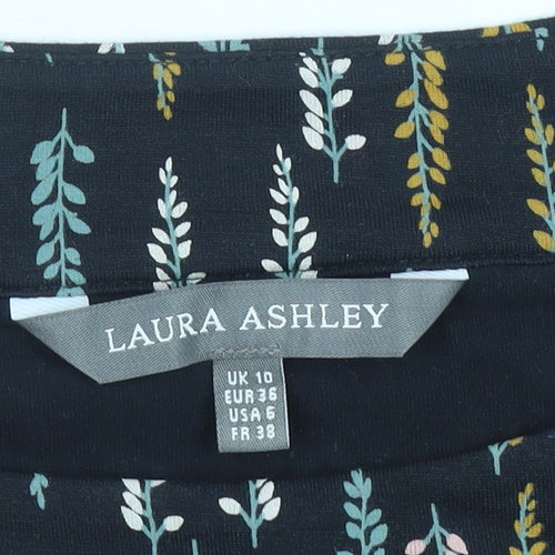 Laura Ashley Womens Black Polka Dot Blouse UK 10 Long Sleeve Tunic