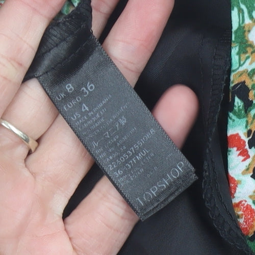 Topshop Women’s Black Floral Lace Trim Hot Pants Shorts Size 8