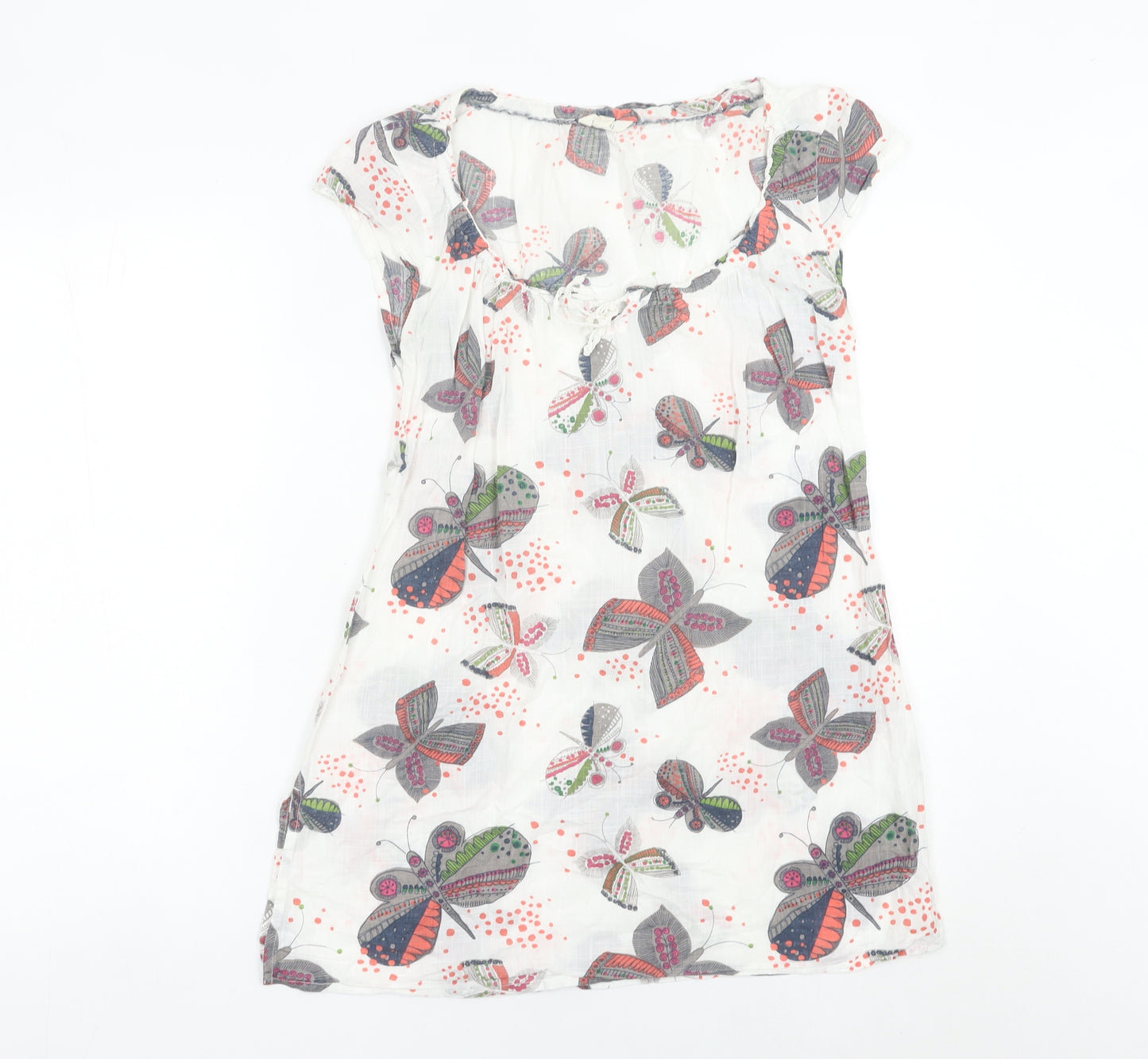 White Stuff Women’s White Butterfly Print Shift Dress Size 10