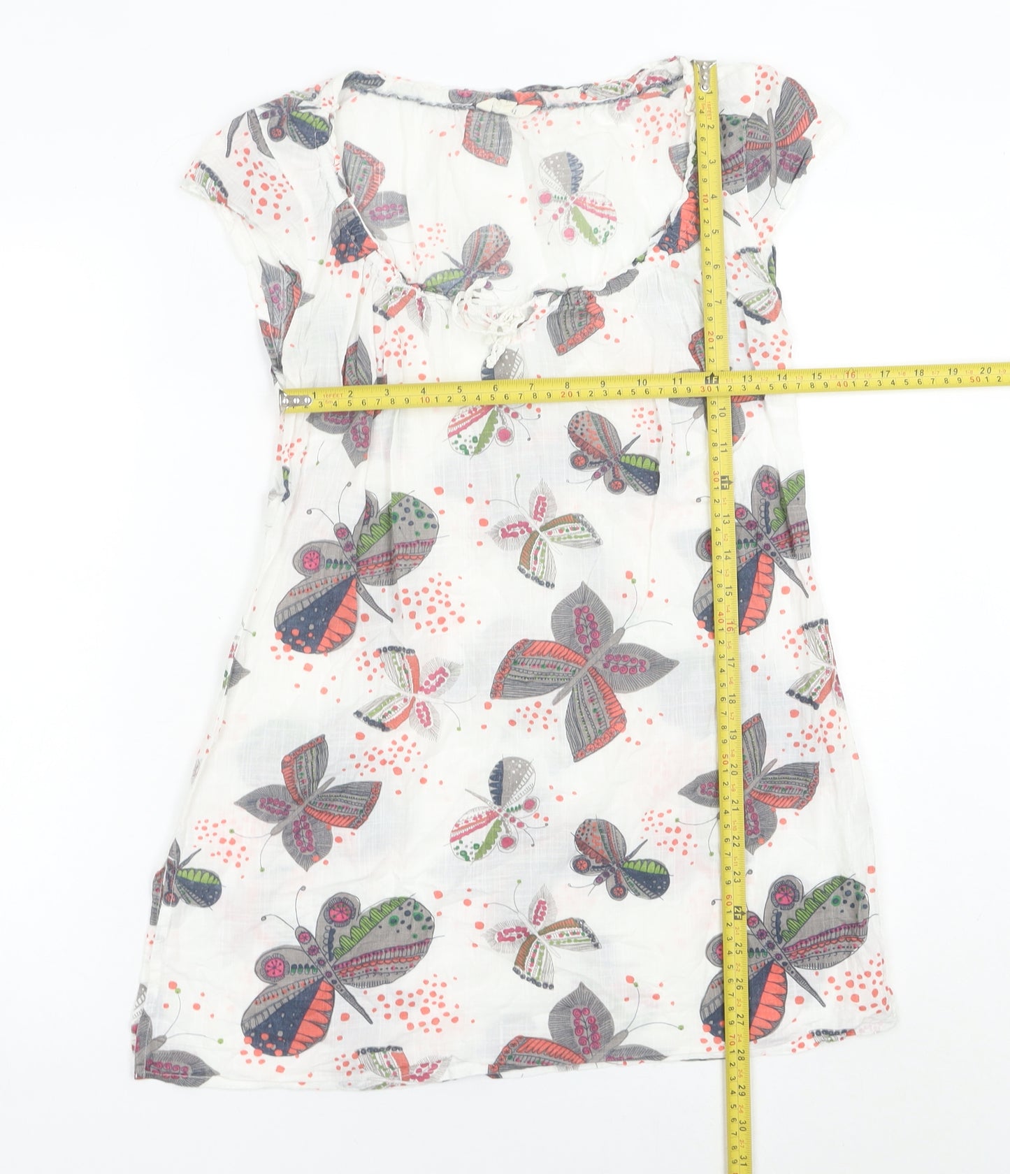 White Stuff Women’s White Butterfly Print Shift Dress Size 10