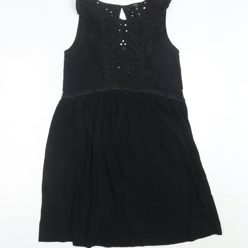 Next Women’s Black Cotton A-Line Knee Length Dress Size 10