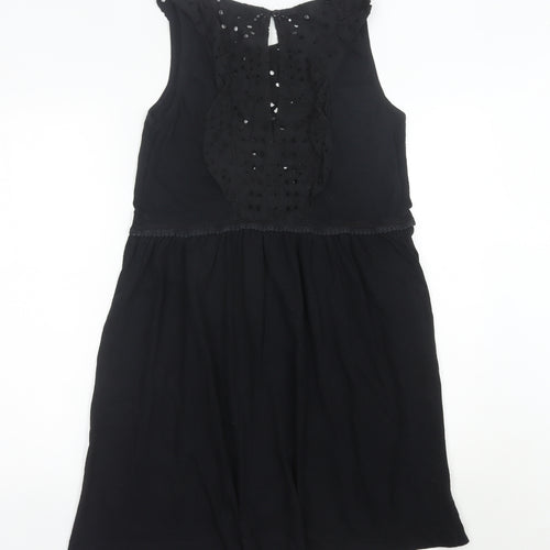 Next Women’s Black Cotton A-Line Knee Length Dress Size 10
