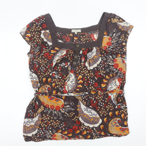 Rocha John Rocha Women’s Brown Paisley Cotton Tunic Blouse Size 16