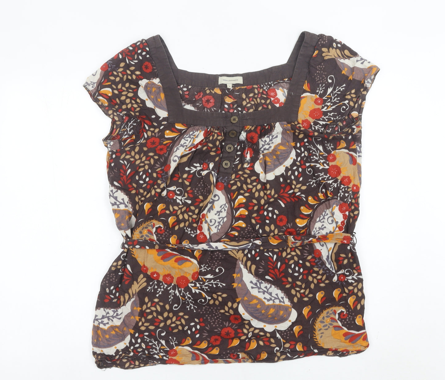 Rocha John Rocha Women’s Brown Paisley Cotton Tunic Blouse Size 16