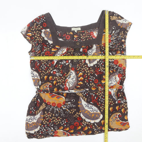 Rocha John Rocha Women’s Brown Paisley Cotton Tunic Blouse Size 16