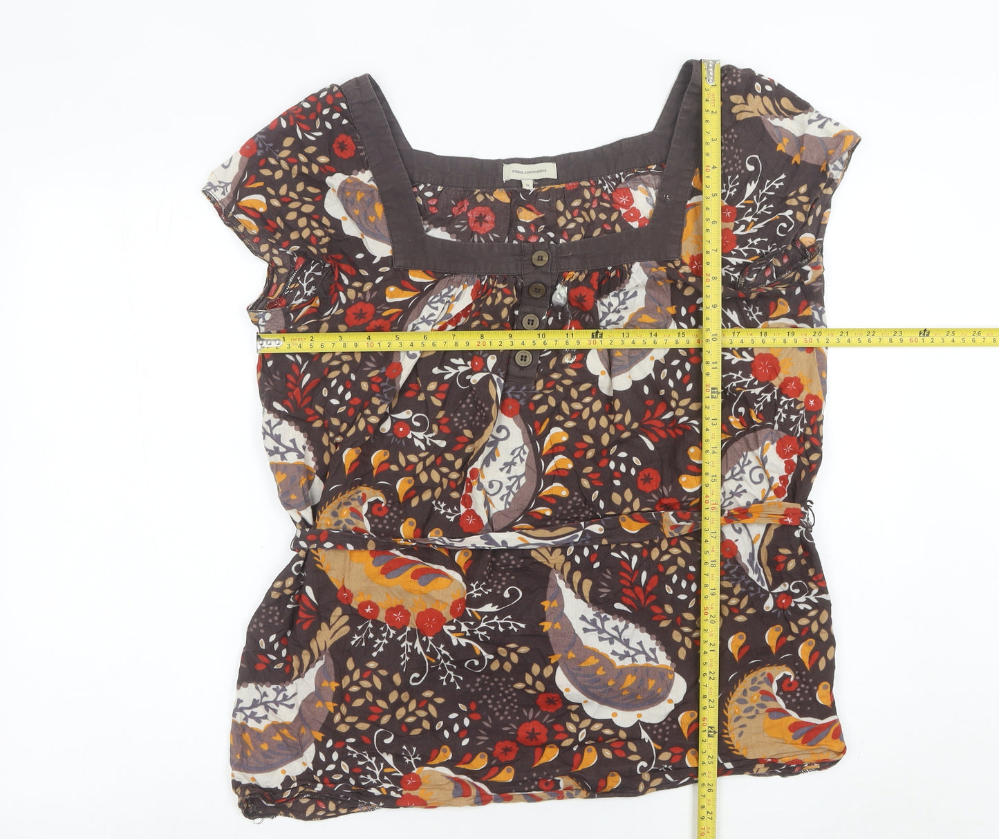 Rocha John Rocha Women’s Brown Paisley Cotton Tunic Blouse Size 16