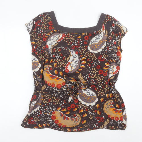 Rocha John Rocha Women’s Brown Paisley Cotton Tunic Blouse Size 16