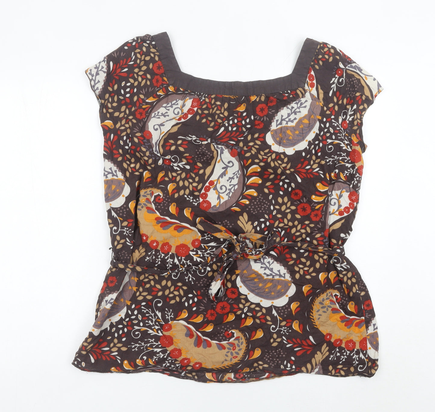 Rocha John Rocha Women’s Brown Paisley Cotton Tunic Blouse Size 16