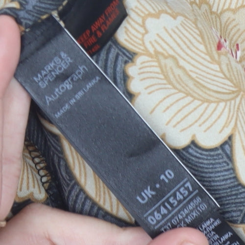 Marks & Spencer Women Black Floral Satin Chemise Dress UK 10