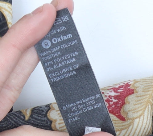 Marks & Spencer Women Black Floral Satin Chemise Dress UK 10