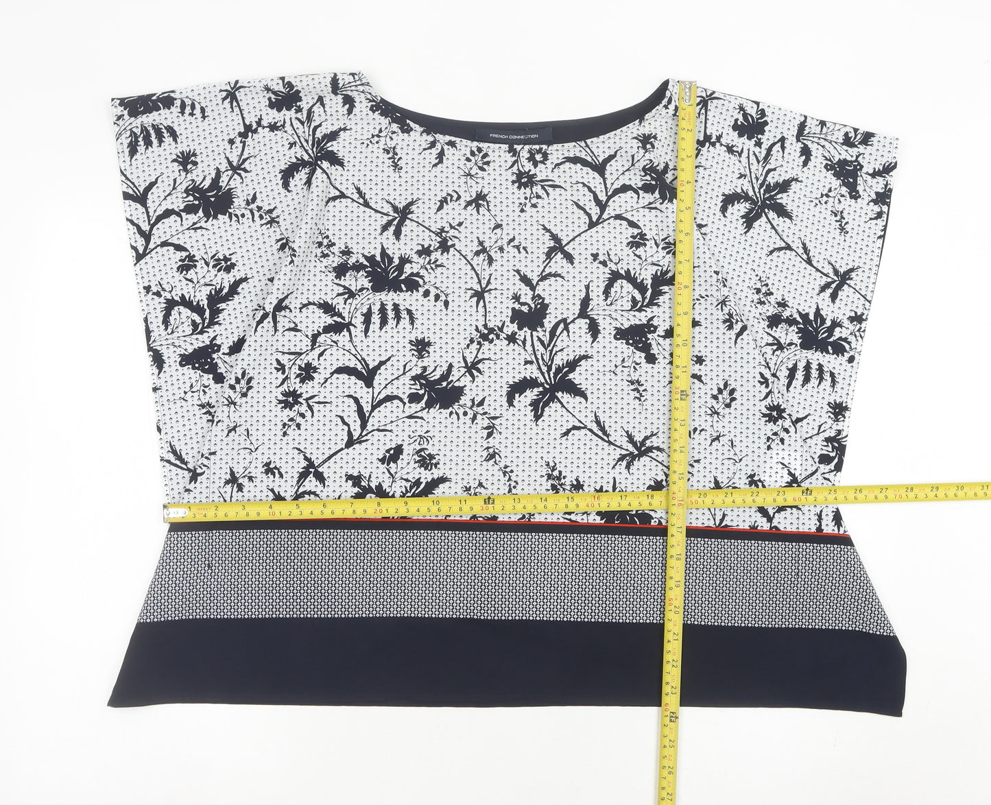 French Connection Womens White Floral Blouse Size 12 Tunic Top