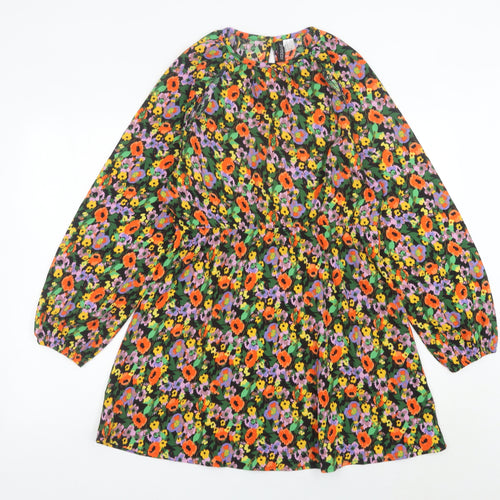 H&M Divided Womens Multicoloured Floral Mini Shift Dress Size 12