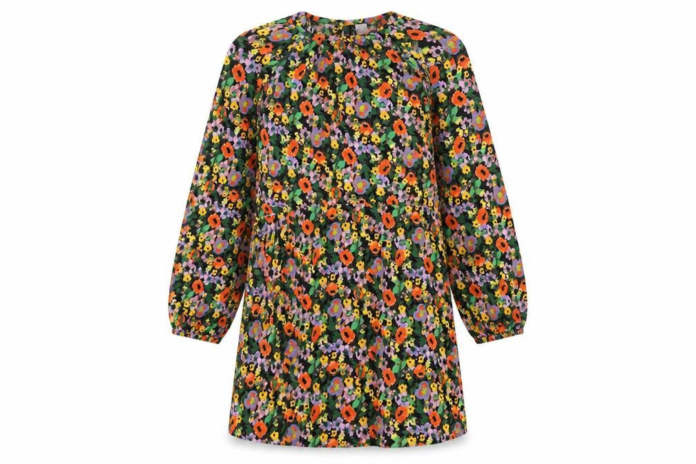 Front view of H&M Divided women’s multicoloured floral mini shift dress, size UK 12
