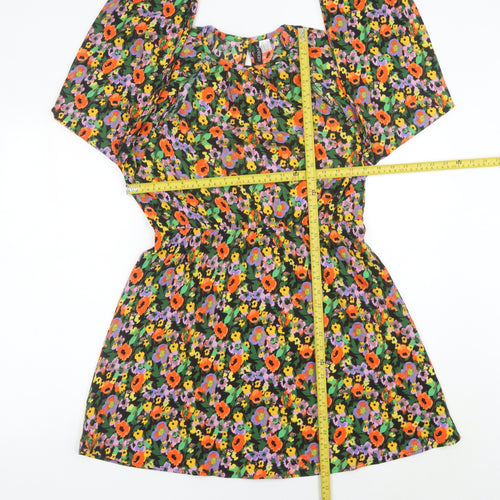 H&M Divided Womens Multicoloured Floral Mini Shift Dress Size 12