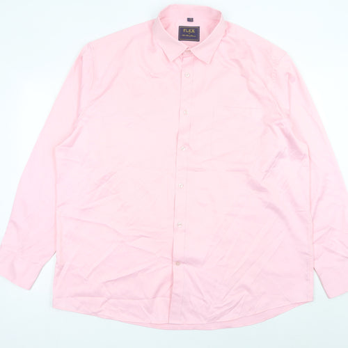 FLEX Men’s Pink 2XL Long Sleeve Cotton Button-Up Shirt