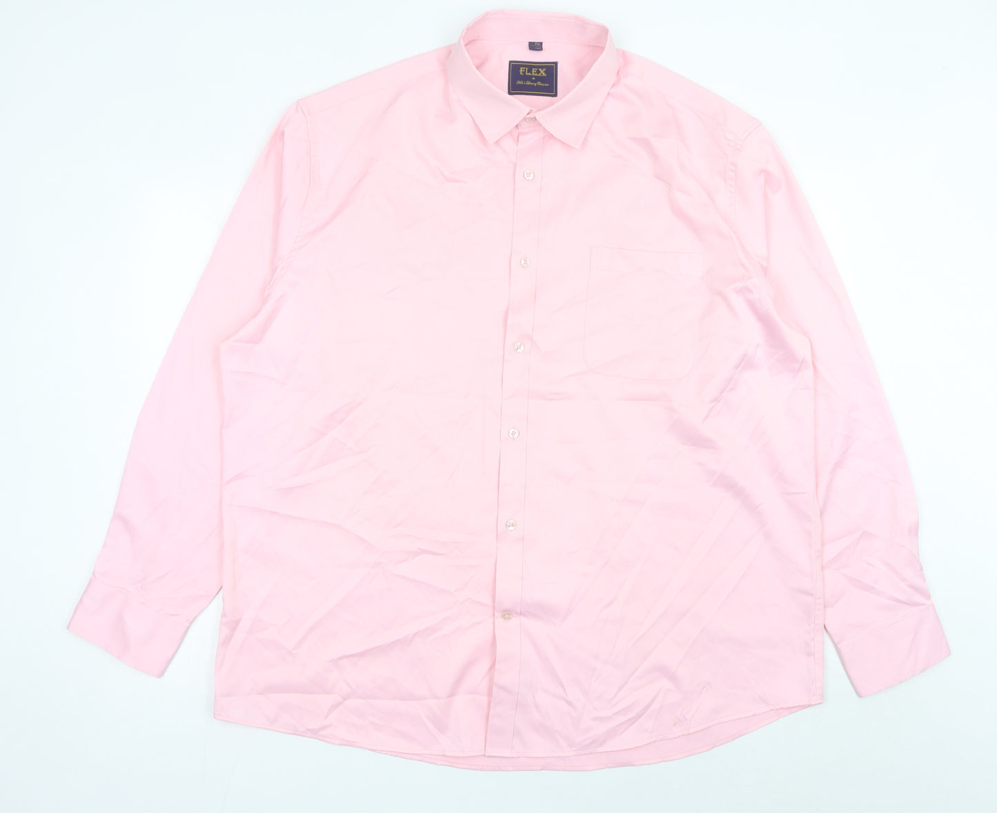 FLEX Men’s Pink 2XL Long Sleeve Cotton Button-Up Shirt