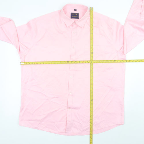 FLEX Men’s Pink 2XL Long Sleeve Cotton Button-Up Shirt