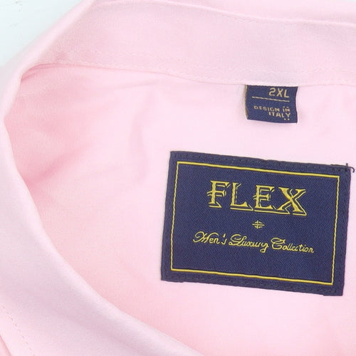 FLEX Men’s Pink 2XL Long Sleeve Cotton Button-Up Shirt