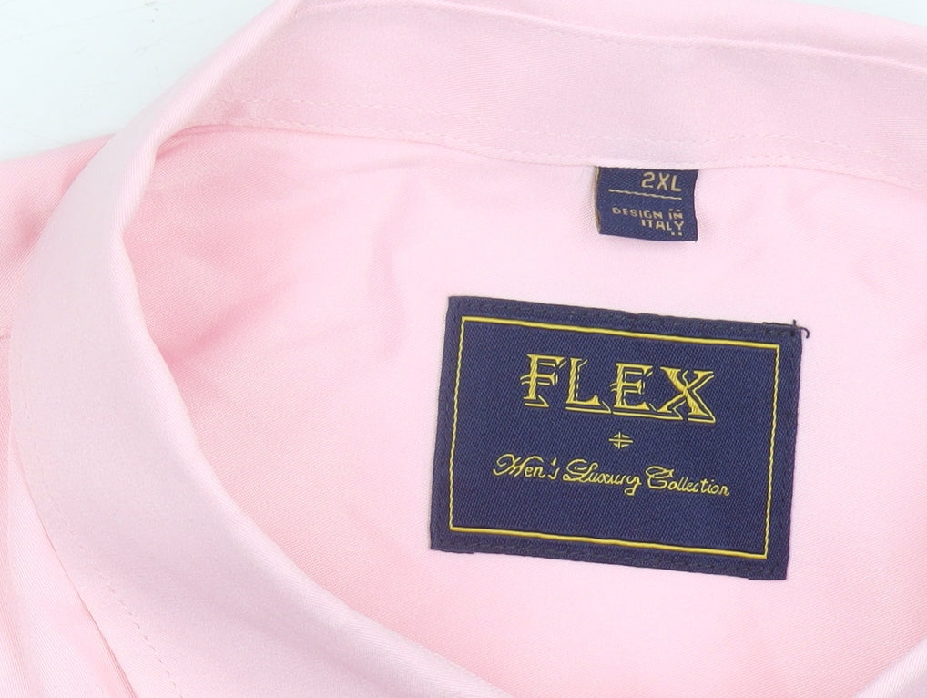 FLEX Men’s Pink 2XL Long Sleeve Cotton Button-Up Shirt