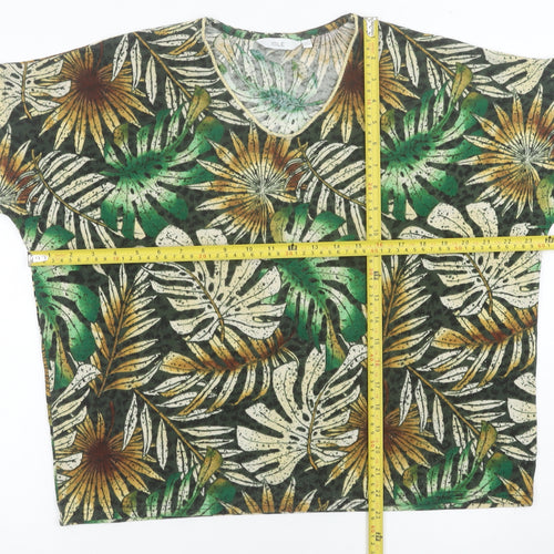 Isle Women’s Multicoloured Tropical Leaf V-Neck T-Shirt Size S 10-12