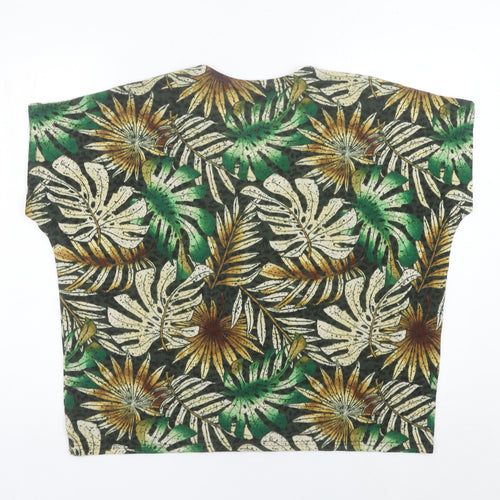 Isle Women’s Multicoloured Tropical Leaf V-Neck T-Shirt Size S 10-12