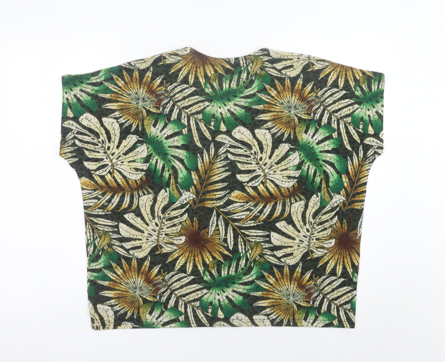 Isle Women’s Multicoloured Tropical Leaf V-Neck T-Shirt Size S 10-12