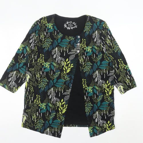 TIGI Womens Multicoloured Floral Tunic Blouse Size 14 3/4 Sleeve