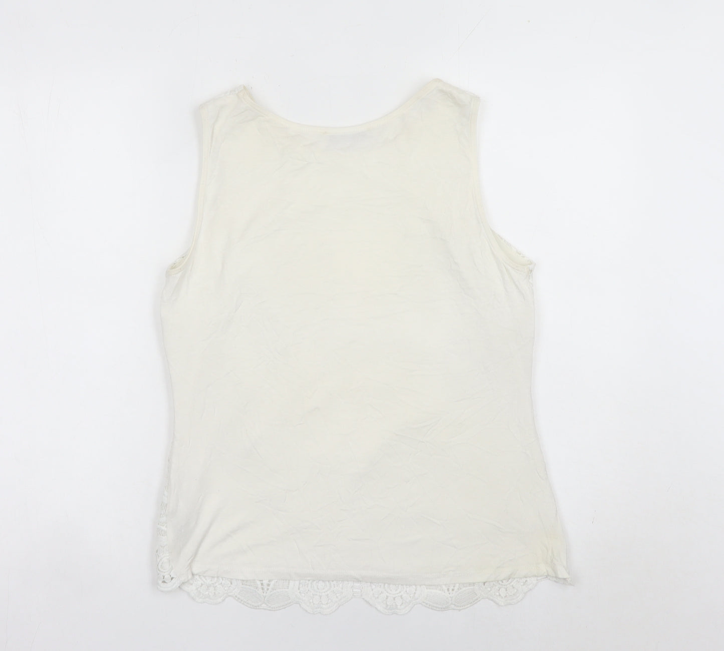 Oasis Womens Ivory Lace Blouse Sleeveless Camisole Top Size S