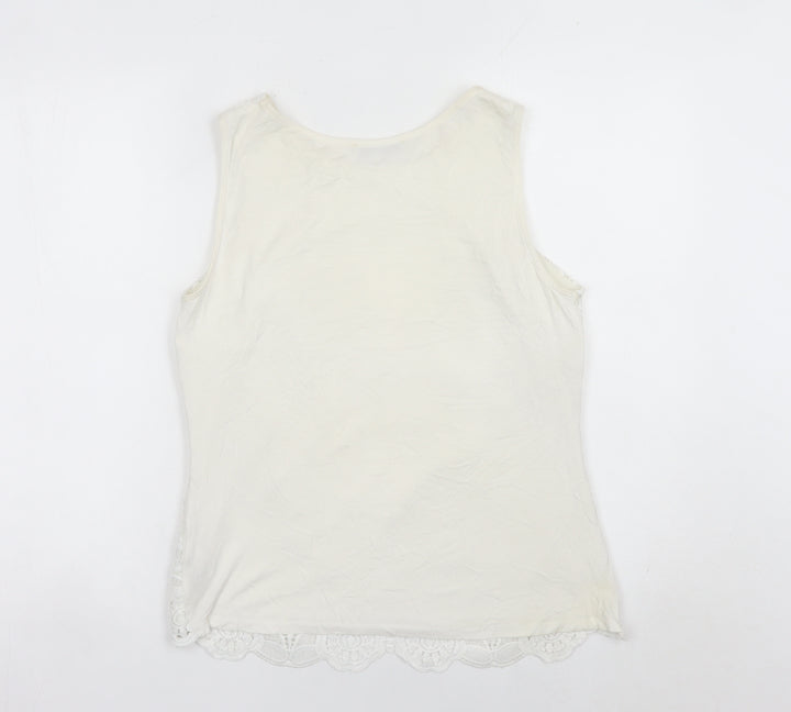 Oasis Womens Ivory Lace Blouse Sleeveless Camisole Top Size S