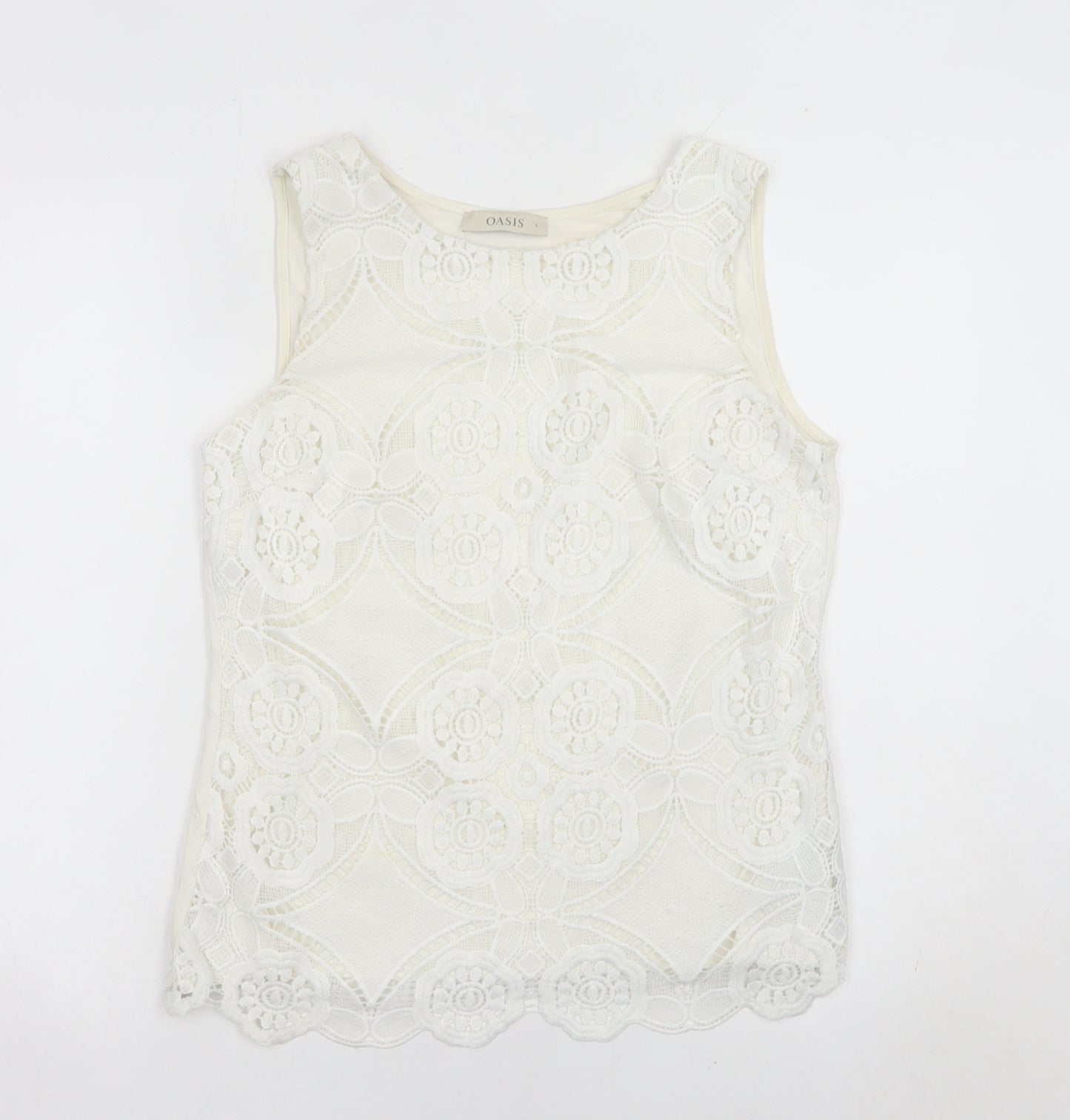 Oasis Womens Ivory Lace Blouse Sleeveless Camisole Top Size S