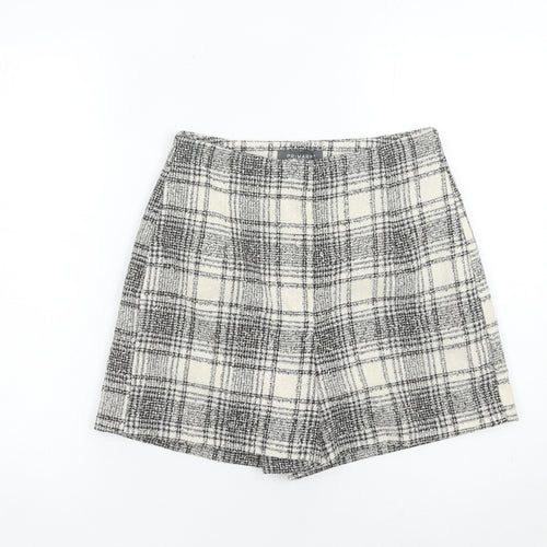 Primark Women’s Grey Plaid Tweed Chino Shorts Size 8 High Rise
