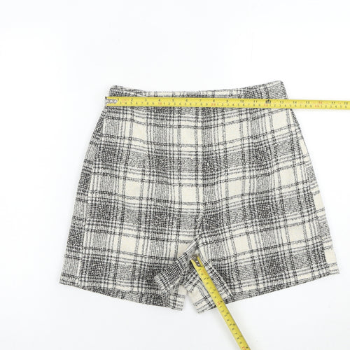 Primark Women’s Grey Plaid Tweed Chino Shorts Size 8 High Rise