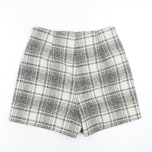 Primark Women’s Grey Plaid Tweed Chino Shorts Size 8 High Rise