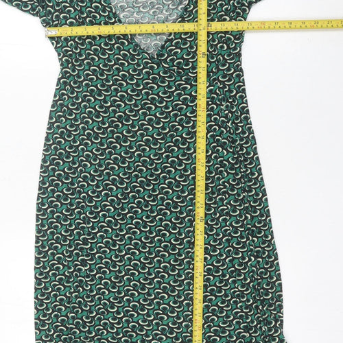 Next Women’s Green Wrap Dress Size 14 Viscose Geometric Print