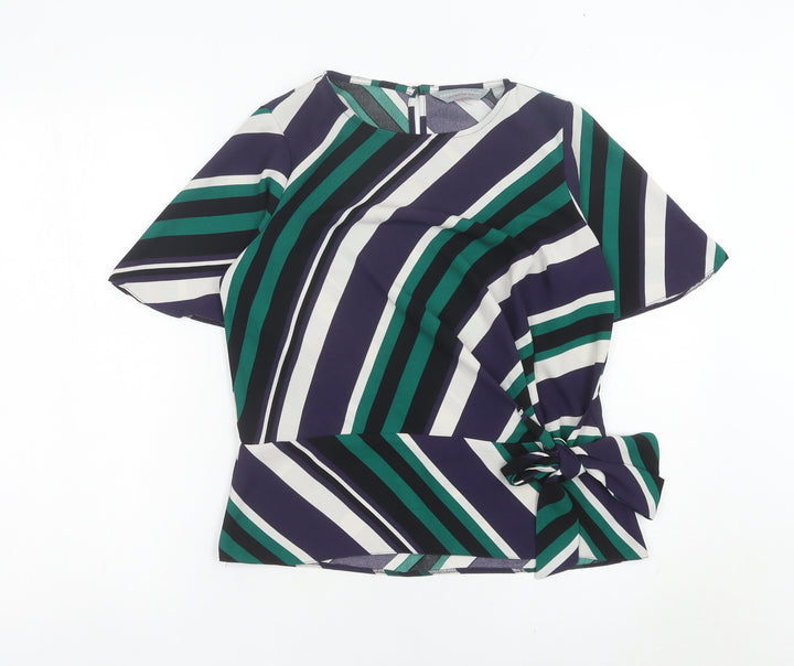 Dorothy Perkins Women’s Multicoloured Striped Wrap Blouse UK 8